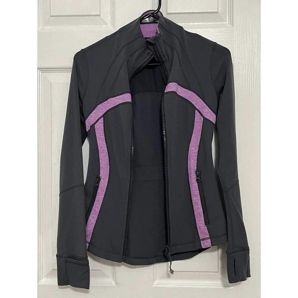 Lululemon Women's Full Zip Define Jacket Gray Purple Long Sleeve Athletic Size 4